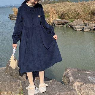 Corduroy Lapel Midi-dress