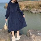 Corduroy Lapel Midi-dress