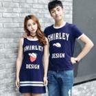 Couple Matching Short-sleeve Lettering T-shirt / Sleeveless Mini Dress