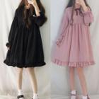 Set: Long-sleeve Lace-trim A-line Lolita Dress + Sleeveless Dress
