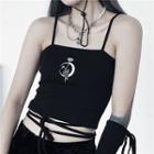 Graphic Embroidered Tie-waist Camisole Top