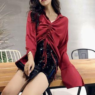 Lace-up Front Long Sleeve Shirt