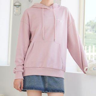 Lettering Flower Print Hoodie
