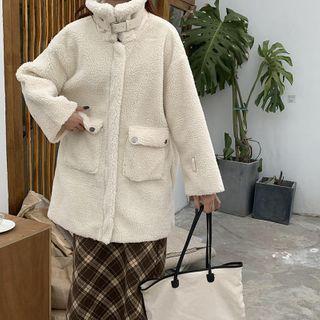 Zip-up Fleece Jacket Off-white - One Size