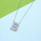 925 Sterling Silver Fashion Personality English Alphabet B Cubic Zircon Necklace Silver - One Size