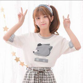 Printed Lettering Short Sleeve T-shirt