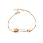 Fashion And Simple Plated Rose Gold Daisy 316l Stainless Steel Bracelet With Yellow Cubic Zirconia Rose Gold - One Size