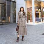Plaid Wool Blend Trench Coat With Vest Liner