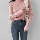 Set Of 2: Colored Mock-neck T-shirt