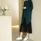 Slit-front Asymmetric-hem Long T-shirt