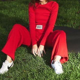 Set: Long Sleeve Top + Wide Leg Pants