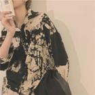 Long-sleeve Print Loose-fit Shirt As Figure - One Size