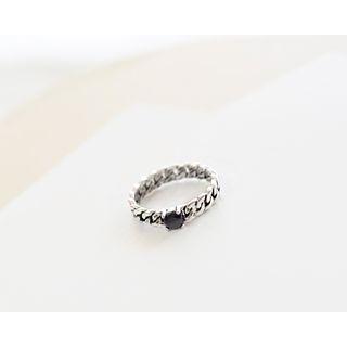 Faux-gemstone Chain Silver Ring