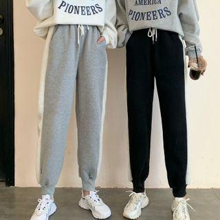 Two Tone Fleece Elastic-waist Sweatpants