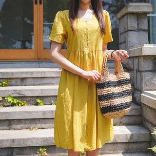 Convertible Linen Blend A-line Dress