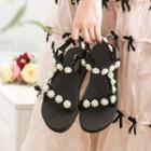 Faux Pearl Floral Sandals