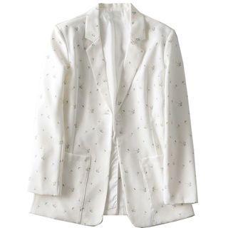 Floral Print One-button Blazer