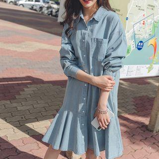 Denim A-line Shirt Dress