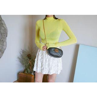 Mock-neck Stretchy Slim-fit Top