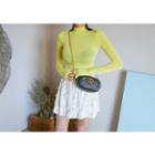 Mock-neck Stretchy Slim-fit Top