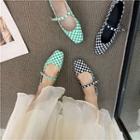 Checkerboard Square Toe Mary Jane Shoes