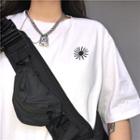 Embroidered Sun Elbow-sleeve T-shirt