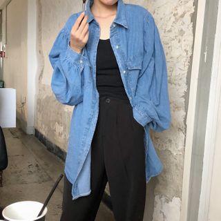 Washed Denim Shirt As Shown In Figure - One Size
