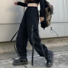 Snap Buckle Cargo Pants With Chain