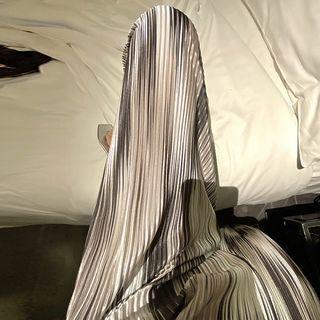 Striped Shirred Wide Leg Pants