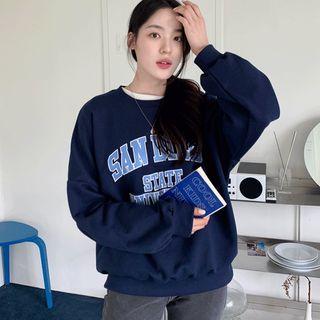 Dolman-sleeve Letter Print Sweatshirt