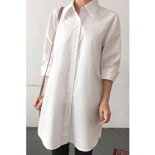 Plain Cotton Boxy-fit Shirtdress
