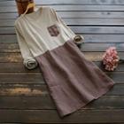 Long-sleeve Striped Panel T-shirt Dress