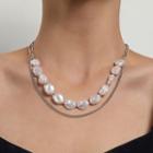 Pearl Layered Necklace Silver - One Size