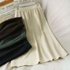 Elastic High-waist A-line Midi Skirt