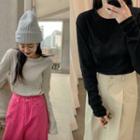 Round-neck Rib T-shirt