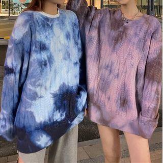 Tie-dyed Cable Knit Sweater