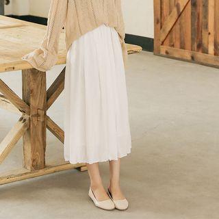 Plain Accordion Pleat Maxi Skirt