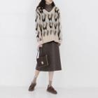 Turtleneck Long-sleeve Top / Patterned Sweater / Back Slit Straight-fit Skirt