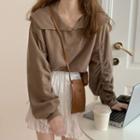 Plain Square-neck Loose-fit Sweatshirt