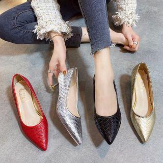 Kitten Heel Woven Pumps