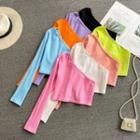 Plain Single Shoulder Long Sleeve Crop Top