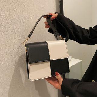 Check Faux Leather Shoulder Bag