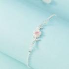 Alloy Flower Anklet Silver & Pink - One Size