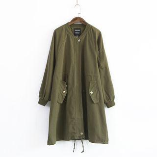Drawstring Waist Long Windbreaker