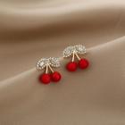 Cherry Rhinestone Earring 1 Pair - E27544 - Red - One Size