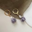 Faux Pearl Alloy Dangle Earring 1 Pair - E146 - Purple - One Size