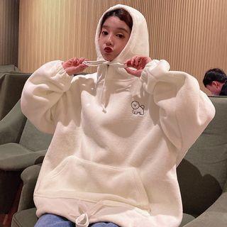 Hooded Oversize Embroidered Lambswool Sweatshirt