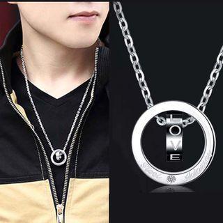 Lettering Hoop Pendant Necklace