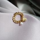 Faux Pearl Alloy Chain Ring 1 Piece - Ring - Gold - One Size