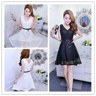 Fishnet Sleeveless A-line Dress